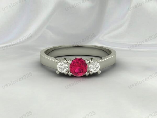 Pink Ruby Gemstone Women Ring 925 Sterling Silver Jewelry