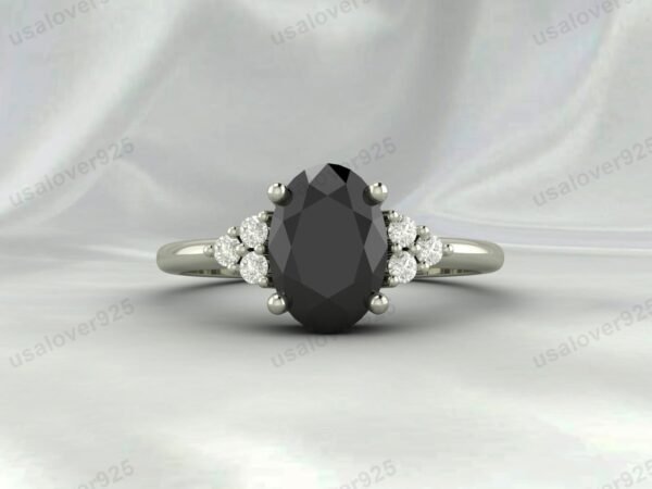 Black Onyx & CZ Diamond Gemstone Women Ring 925 Sterling Silver Jewelry - Image 3