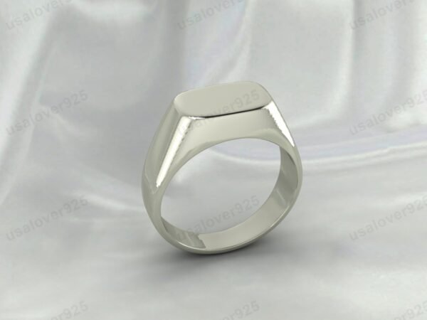 Solid 925 Sterling Silver Simple Handmade Mens Signet Ring Jewelry - Image 3