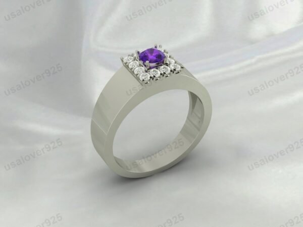 Amethyst Gemstone Solitaire Women Ring Band 925 Sterling Silver Jewelry - Image 3