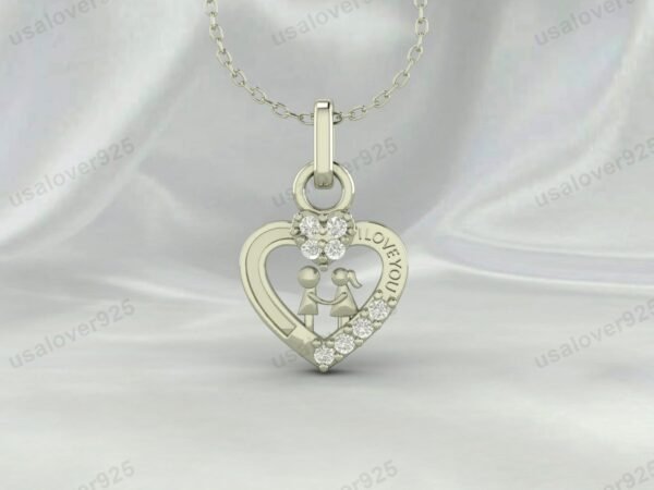 Heart Shape CZ Diamond Stone Pendant, 925 Sterling Silver Necklace Jewelry