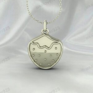 Strawberry Unique Design Unisex Pendant, 925 Sterling Silver Necklace Jewelry