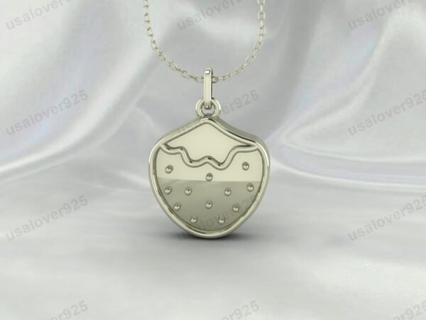 Strawberry Unique Design Unisex Pendant, 925 Sterling Silver Necklace Jewelry