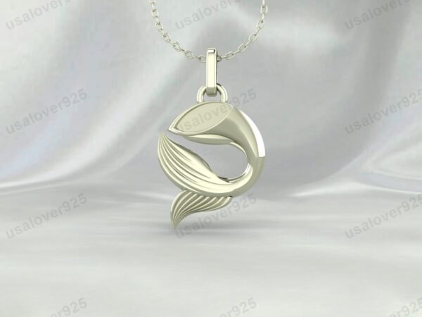 Dolphin Fish Unique Pendant, 925 Sterling Silver Necklace Jewelry - Image 3