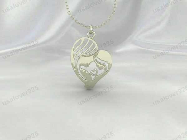Unique Mother Daughter Love Women Pendant, 925 Sterling Silver Necklace Jewelry - Image 3