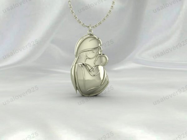 Mother Baby Love Women Pendant, 925 Sterling Silver Necklace Jewelry - Image 3