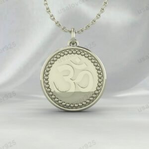 Om Religious Symbol Unisex Pendant, 925 Sterling Silver Necklace Jewelry