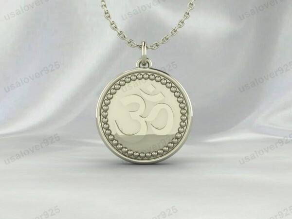 Om Religious Symbol Unisex Pendant, 925 Sterling Silver Necklace Jewelry