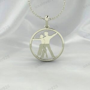 Latin Couple Dancing Unisex Pendant, 925 Sterling Silver Necklace Jewelry