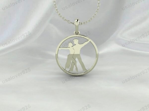 Latin Couple Dancing Unisex Pendant, 925 Sterling Silver Necklace Jewelry
