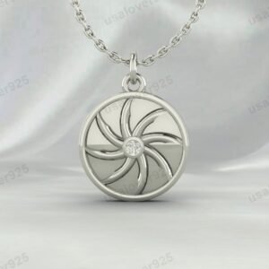 Geometric Design CZ Diamond Unisex Pendant, 925 Sterling Silver Necklace Jewelry