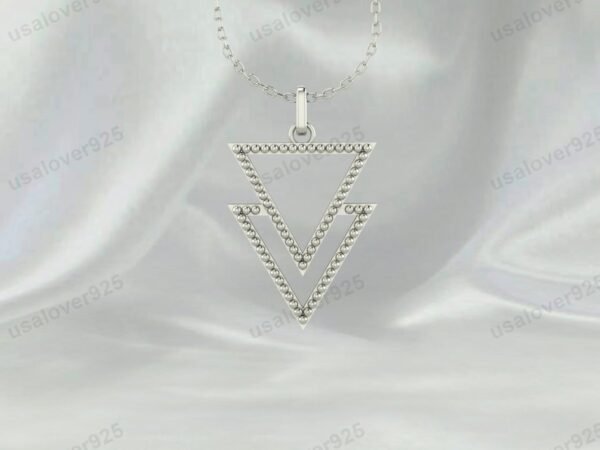 Triangle Unique Design Unisex Pendant, 925 Sterling Silver Necklace Jewelry - Image 3