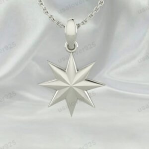 Star Shape Unique Design Unisex Pendant, 925 Sterling Silver Necklace Jewelry