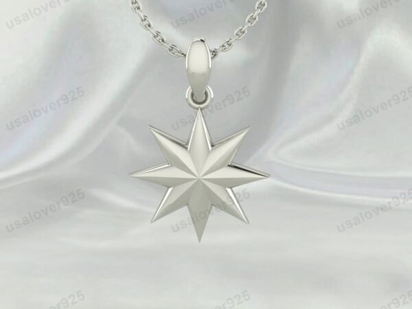 Star Shape Unique Design Unisex Pendant, 925 Sterling Silver Necklace Jewelry