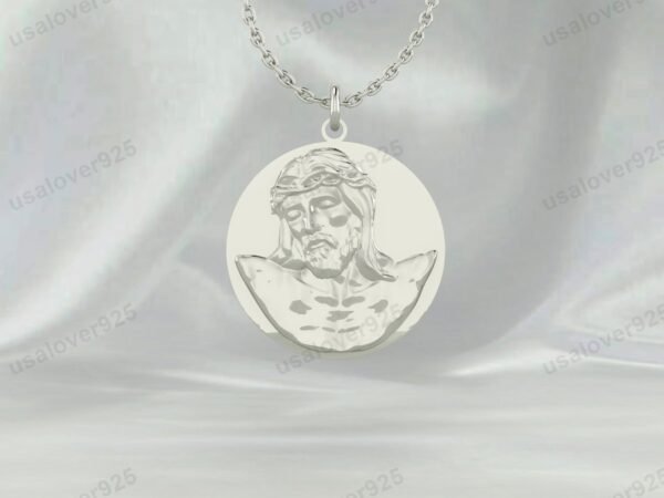 Jesus Face Unique Design Unisex Pendant, 925 Sterling Silver Necklace Jewelry