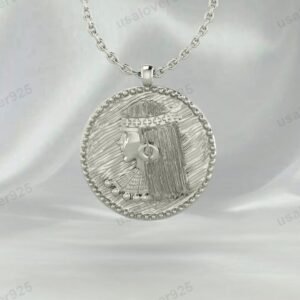 Cleopatra Queen Ancient Egyptian Unique Design Unisex Pendant, 925 Sterling Silver Necklace Jewelry