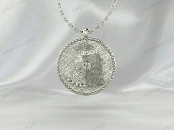 Cleopatra Queen Ancient Egyptian Unique Design Unisex Pendant, 925 Sterling Silver Necklace Jewelry