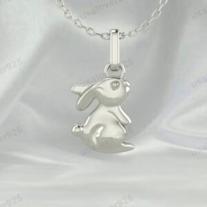 Rabbit Unique Design Unisex Pendant, 925 Sterling Silver Necklace Jewelry