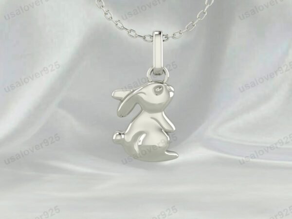 Rabbit Unique Design Unisex Pendant, 925 Sterling Silver Necklace Jewelry