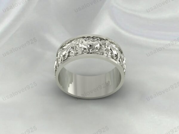 Unique Lion Design Unisex Band, 925 Sterling Silver Ring Jewelry