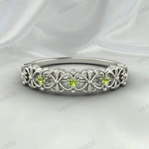 Peridot Art Deco Women’s Ring – 925 Sterling Silver Gemstone Jewelry
