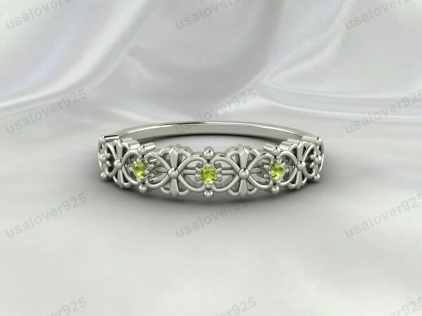 Peridot Art Deco Women’s Ring – 925 Sterling Silver Gemstone Jewelry