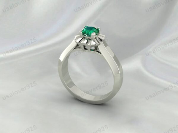 Dainty Emerald Green Gemstone Solitaire Women Ring, 925 Sterling Silver Jewelry - Image 8