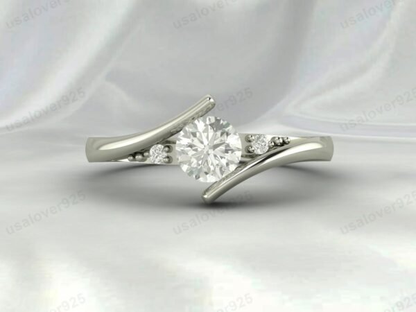 CZ Diamond Gemstone Solitaire Women Ring 925 Sterling Silver Jewelry