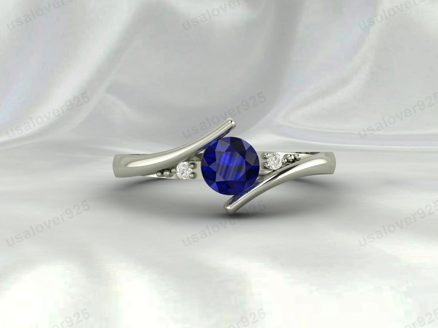 Blue Sapphire Gemstone Solitaire Women Ring 925 Sterling Silver Jewelry