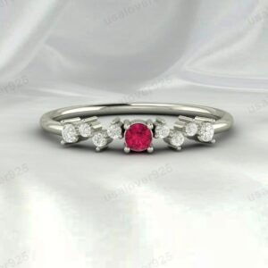 Ruby Gemstone Eternity Women Band Ring 925 Sterling Silver Jewelry