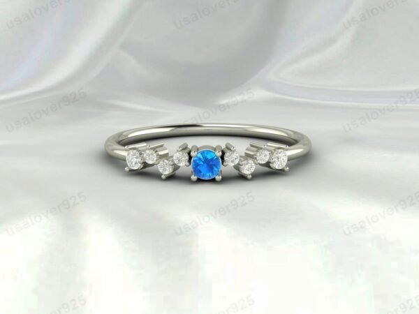 Blue Topaz Gemstone Eternity Women Band Ring 925 Sterling Silver Jewelry - Image 2