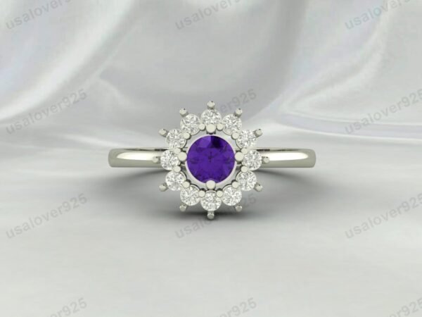 Amethyst Gemstone Solitaire Women Ring 925 Sterling Silver Jewelry - Image 4