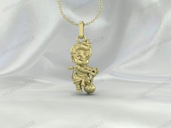 Hanuman God Religious Unisex Pendant, 925 Sterling Silver Necklace Jewelry - Image 2