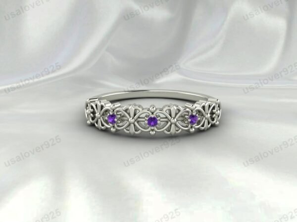 Amethyst Gemstone Art Deco Women Ring, 925 Sterling Silver Jewelry
