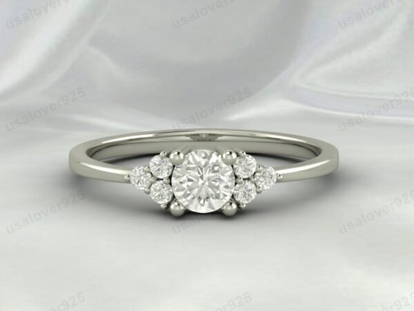 CZ Diamond Gemstone Solitaire Women Ring 925 Sterling Silver Jewelry