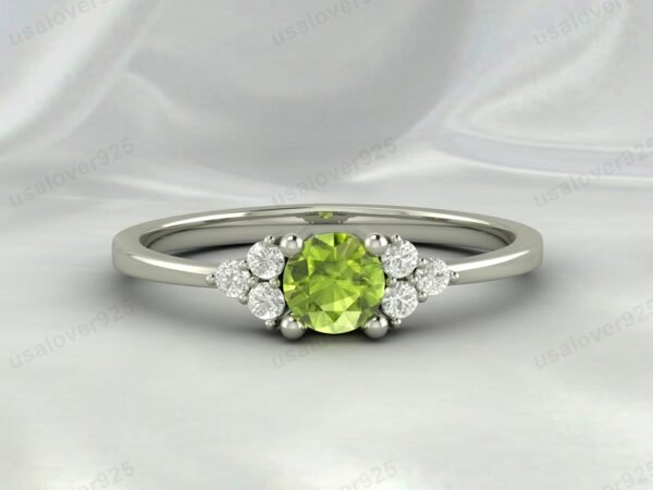 Natural Peridot Green Gemstone Solitaire Women Ring 925 Sterling Silver Jewelry - Image 2