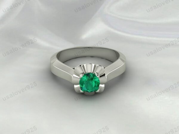 Dainty Emerald Green Gemstone Solitaire Women Ring, 925 Sterling Silver Jewelry - Image 7
