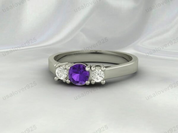 Amethyst Purple Gemstone Women Ring 925 Sterling Silver Jewelry - Image 2