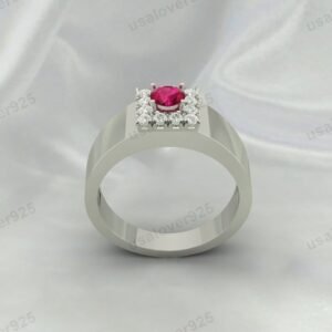 Ruby Gemstone Solitaire Women Ring 925 Sterling Silver Jewelry