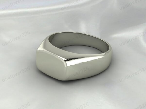 Solid 925 Sterling Silver Simple Handmade Mens Signet Ring Jewelry - Image 4