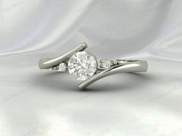 CZ Diamond Gemstone Solitaire Women Ring 925 Sterling Silver Jewelry - Image 2