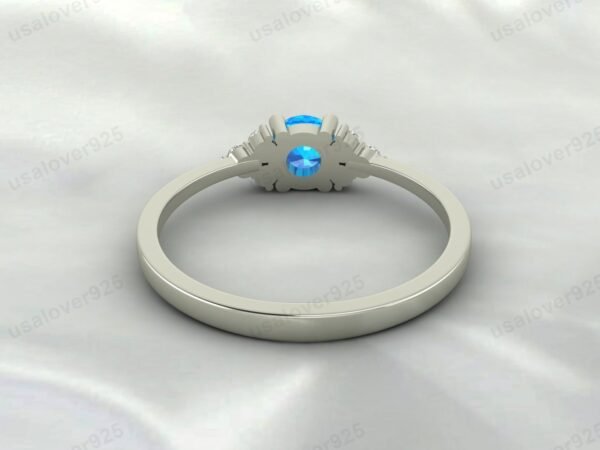 Blue Topaz Gemstone Solitaire Women Ring 925 Sterling Silver Jewelry - Image 4