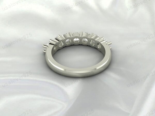 Unique CZ Diamond Stone Half Eternity Women Ring, 925 Sterling Silver Jewelry - Image 4