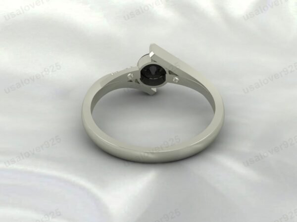 Black Onyx & CZ Diamond Gemstone Solitaire Women Ring 925 Sterling Silver Jewelry - Image 4