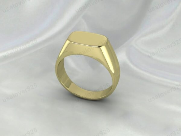 Simple Handmade High Quality Yellow Brass Mens Signet Ring Jewelry - Image 4