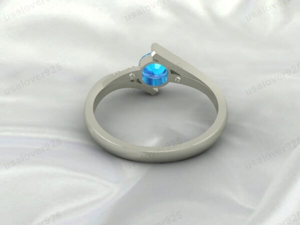 Blue Topaz Gemstone Solitaire Women Ring 925 Sterling Silver Jewelry - Image 4