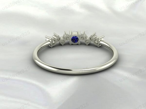 Blue Sapphire Gemstone Eternity Women Band Ring 925 Sterling Silver Jewelry - Image 4