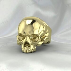 Skull Design Handmade High Quality Yellow Brass Mens Signet Ring Jewelry