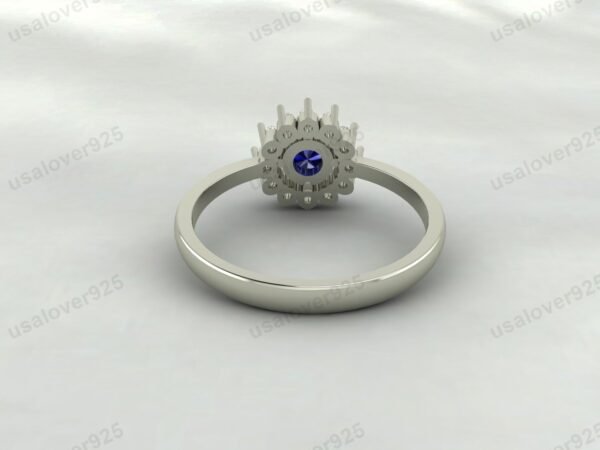 Blue Sapphire Gemstone Solitaire Women Ring 925 Sterling Silver Jewelry - Image 4