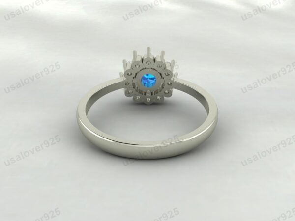 Blue Topaz Gemstone Solitaire Women Ring 925 Sterling Silver Jewelry - Image 5